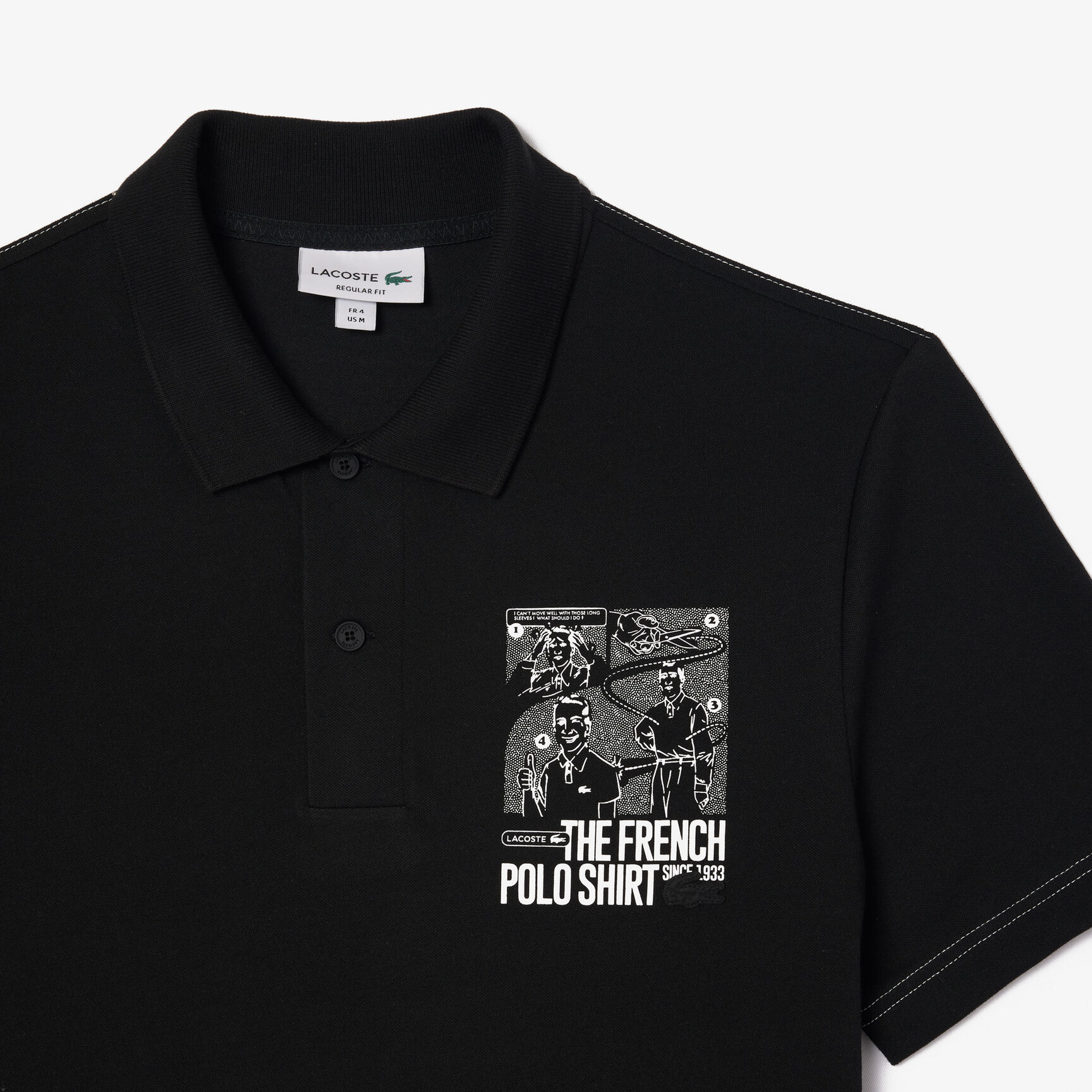 قميص بولو بطباعة أمامية وخلفية بحركة لاكوست قميص بولو بطباعة أمامية وخلفية بحركة لاكوست