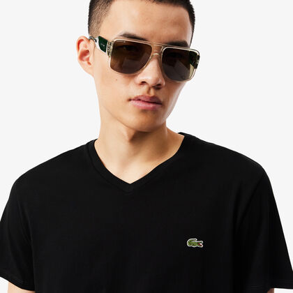 تي شيرت خفيف الوزن من القطن بيما برقبة على شكل حرف V