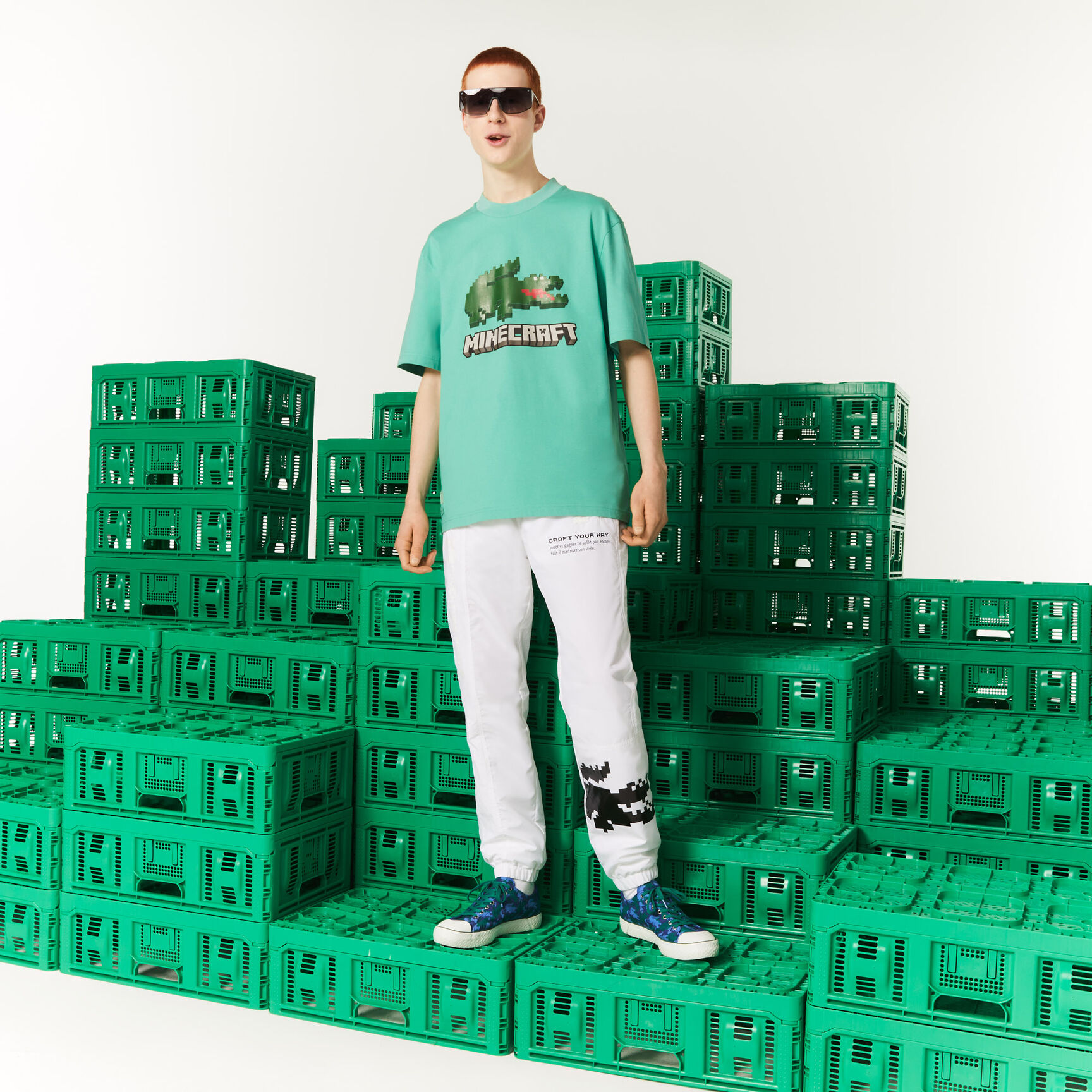 تيشيرت مطبوع قطن عضوي للجنسين مجموعة Lacoste x Minecraft تيشيرت مطبوع قطن عضوي للجنسين مجموعة Lacoste x Minecraft