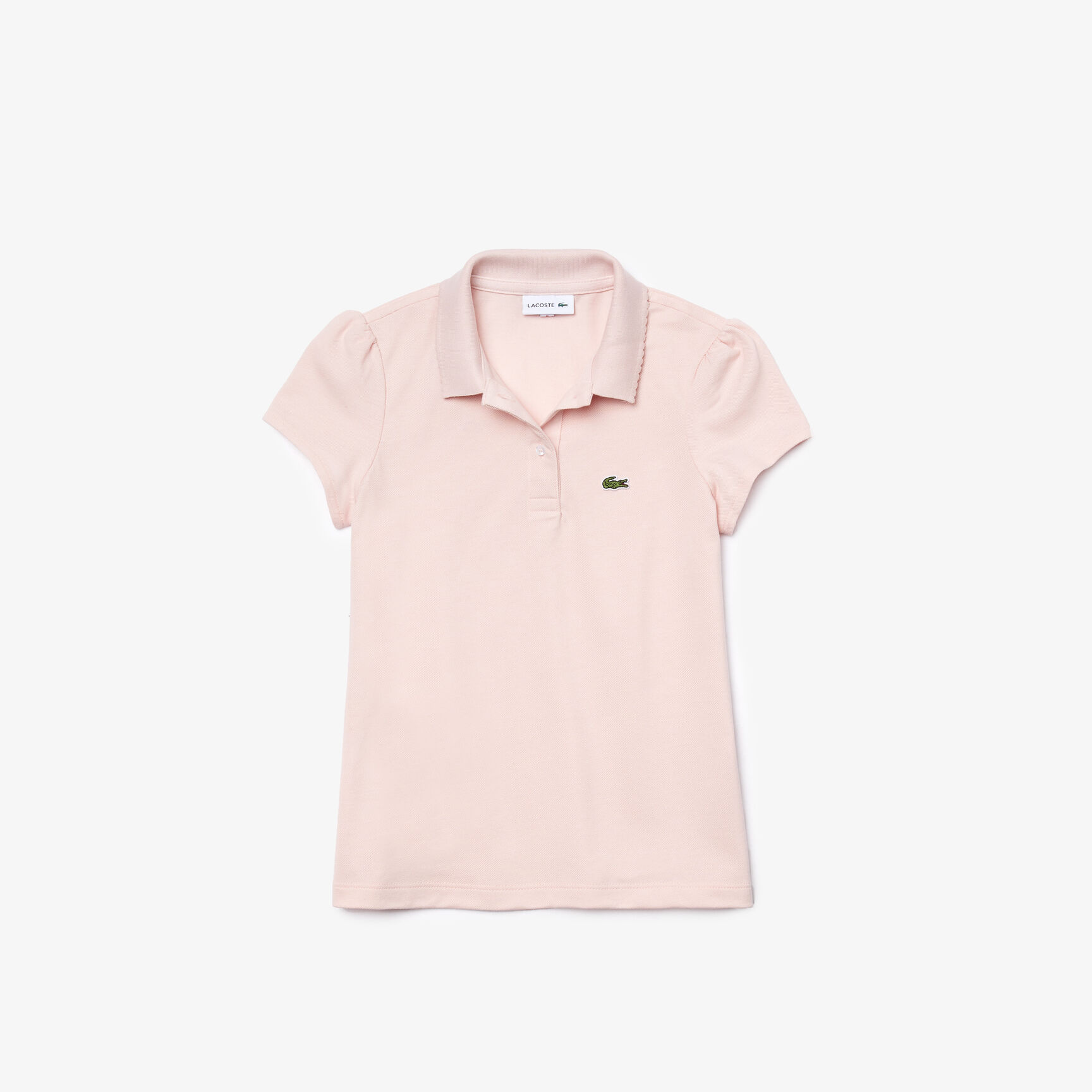 Scalloped Collar Mini Pique Polo Shirt