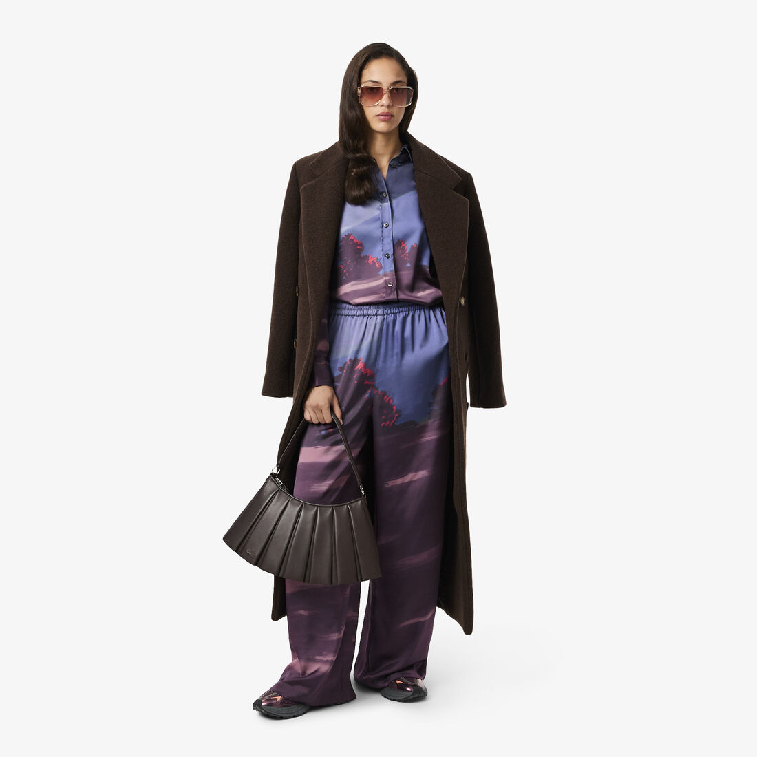 Oversized Landscape Print Satin Shirt Oversized Landscape Print Satin Shirt