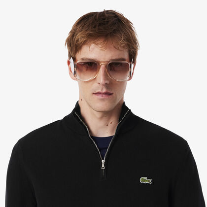 Zipped High Neck Cotton Sweater Zipped High Neck Cotton Sweater