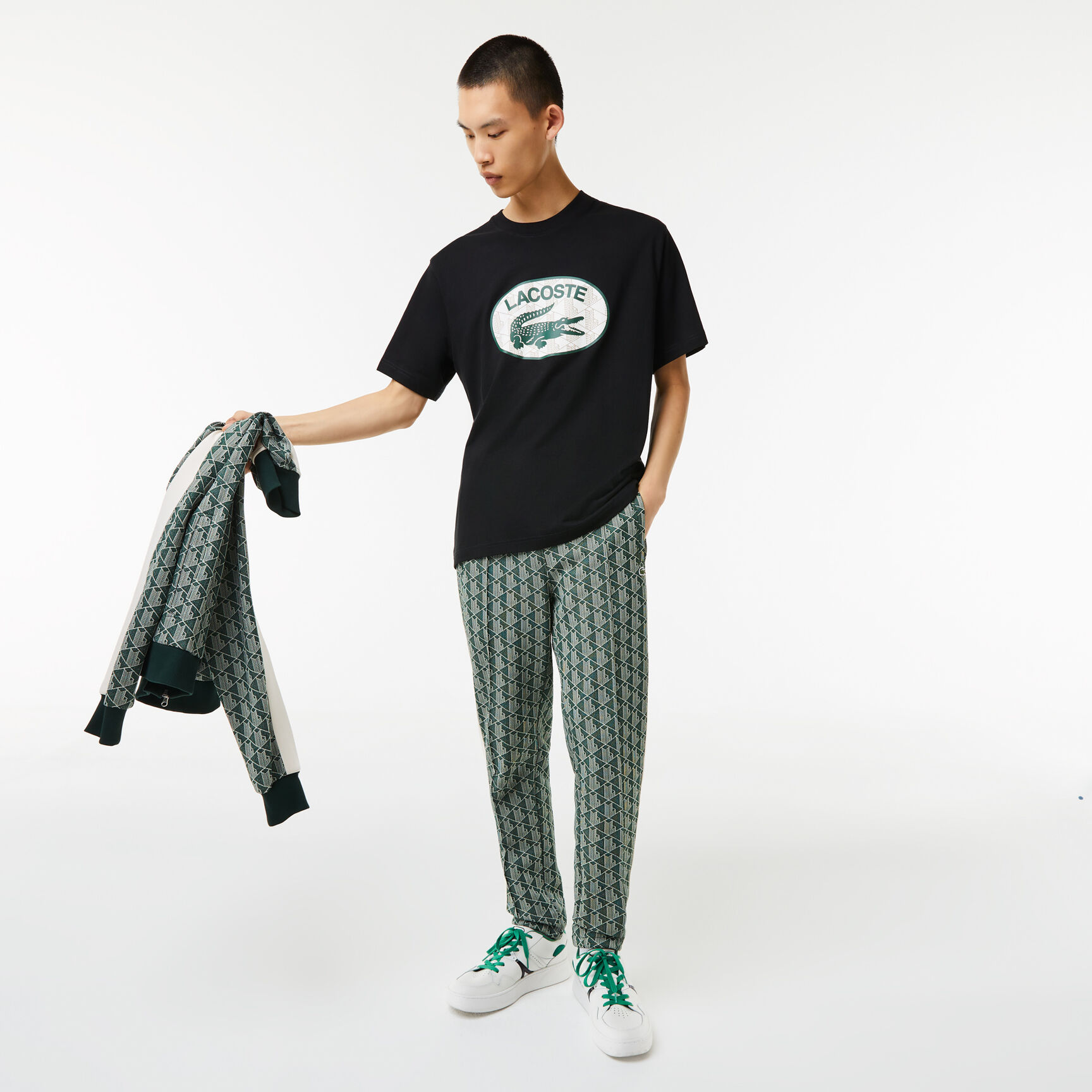 Men's Regular Fit Branded Monogram Print T-Shirt