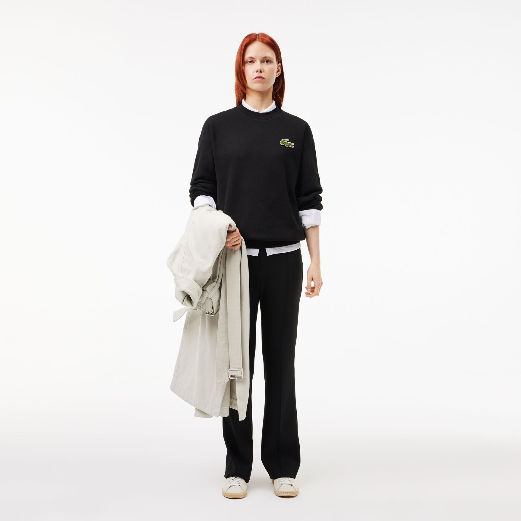 Loose Fit Badge Accent Fleece Sweatshirt