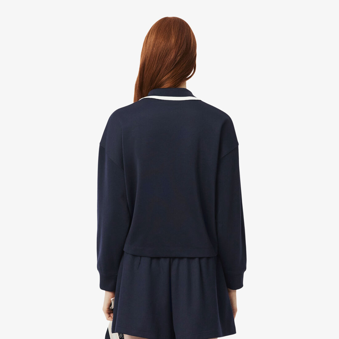 lacoste oversized polo collar pique sweatshirt