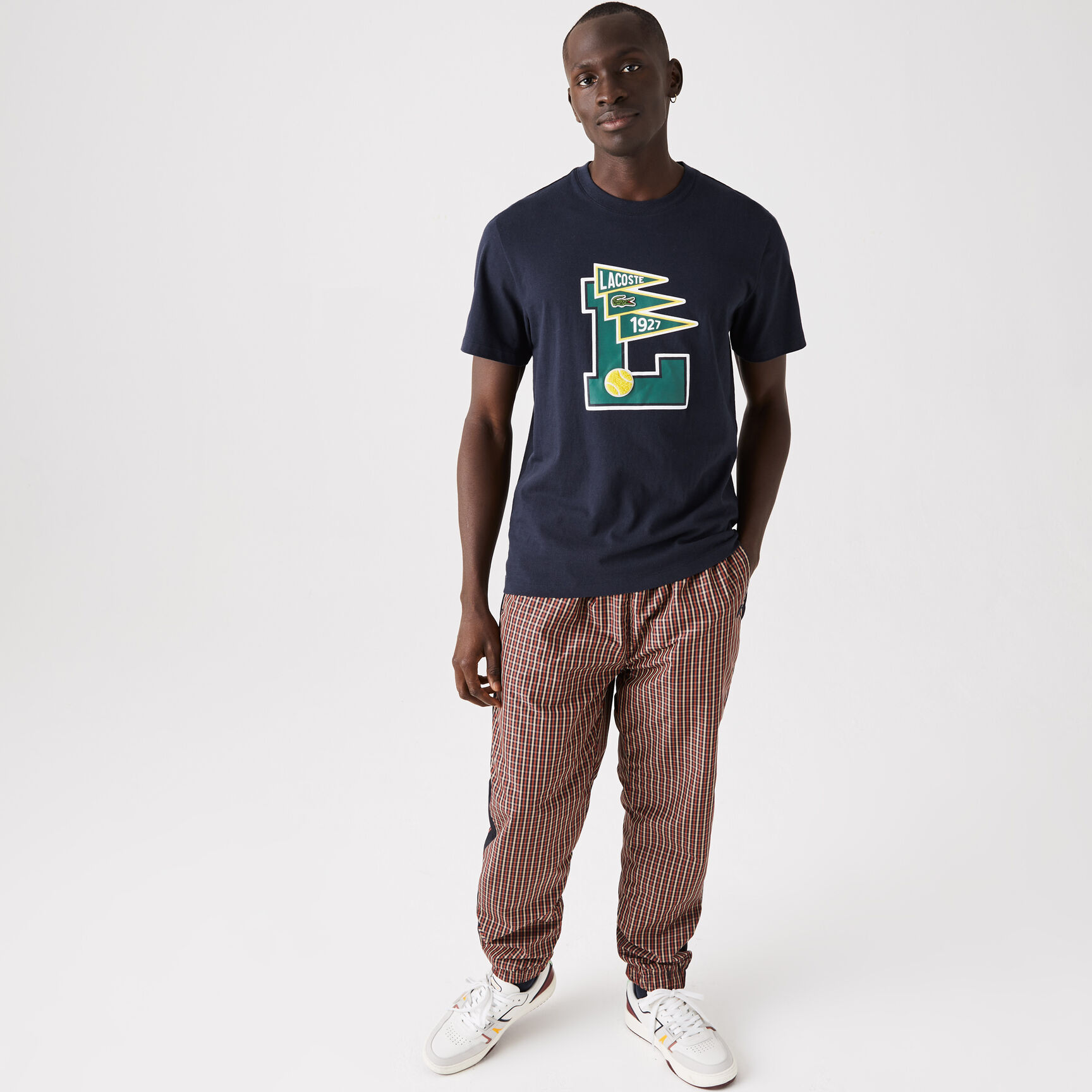 Men's Crew Neck Pennants L Badge Cotton T-Shirt