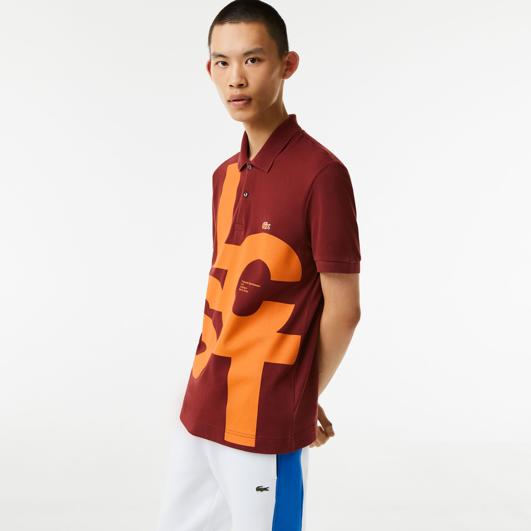 Men's Regular Fit Contrast Lettering Petit Piqué Polo Men's Regular Fit Contrast Lettering Petit Piqué Polo