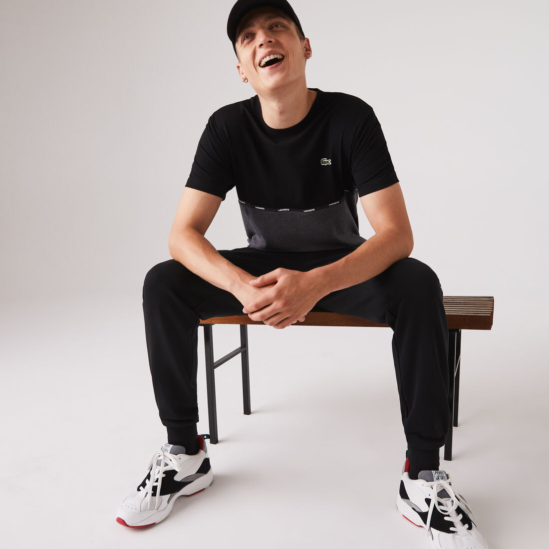 Men's Lacoste SPORT Crew Neck Lightweight Bicolour Cotton T-shirt Men's Lacoste SPORT Crew Neck Lightweight Bicolour Cotton T-shirt