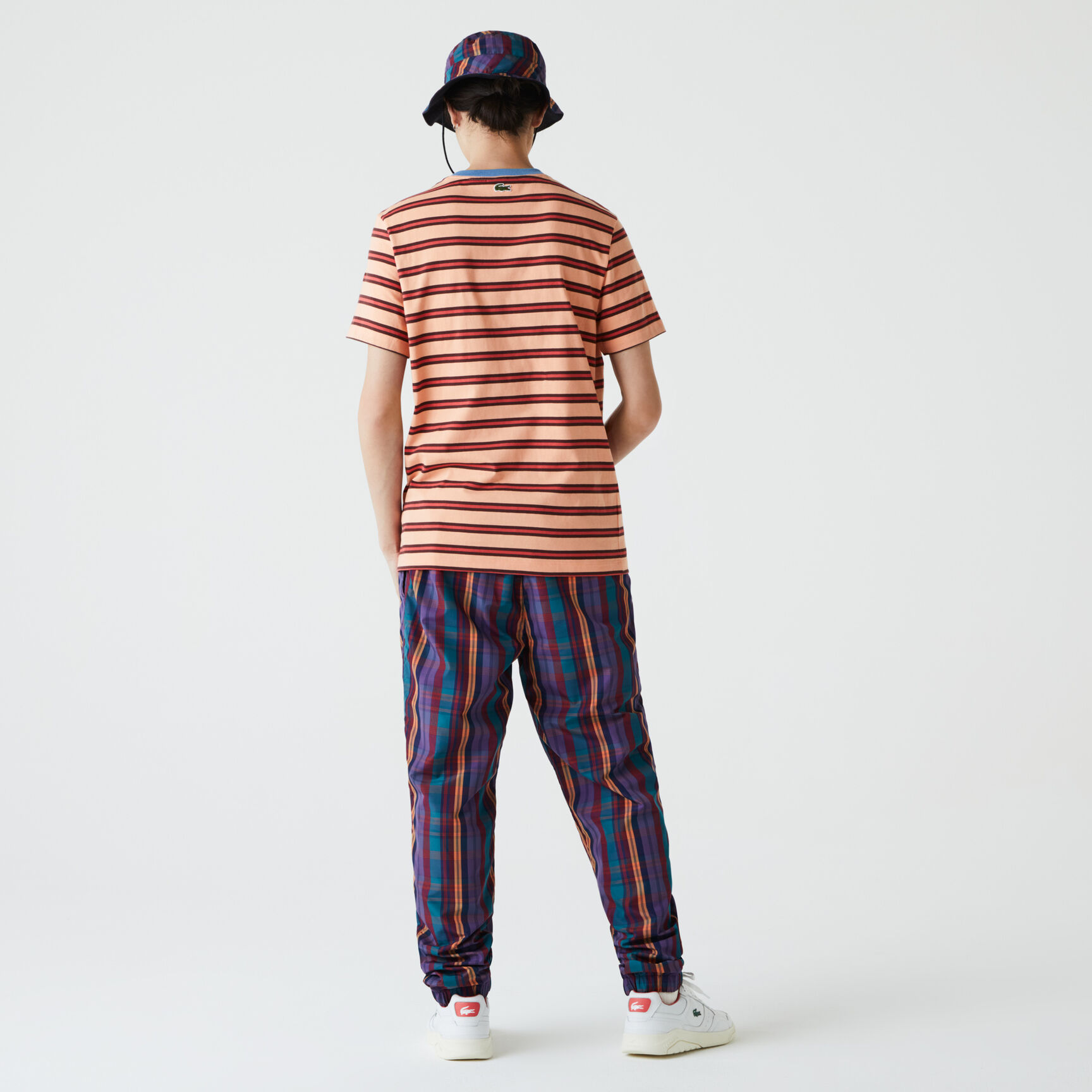 Men’s Crew Neck Print Lettering Striped Cotton T-shirt