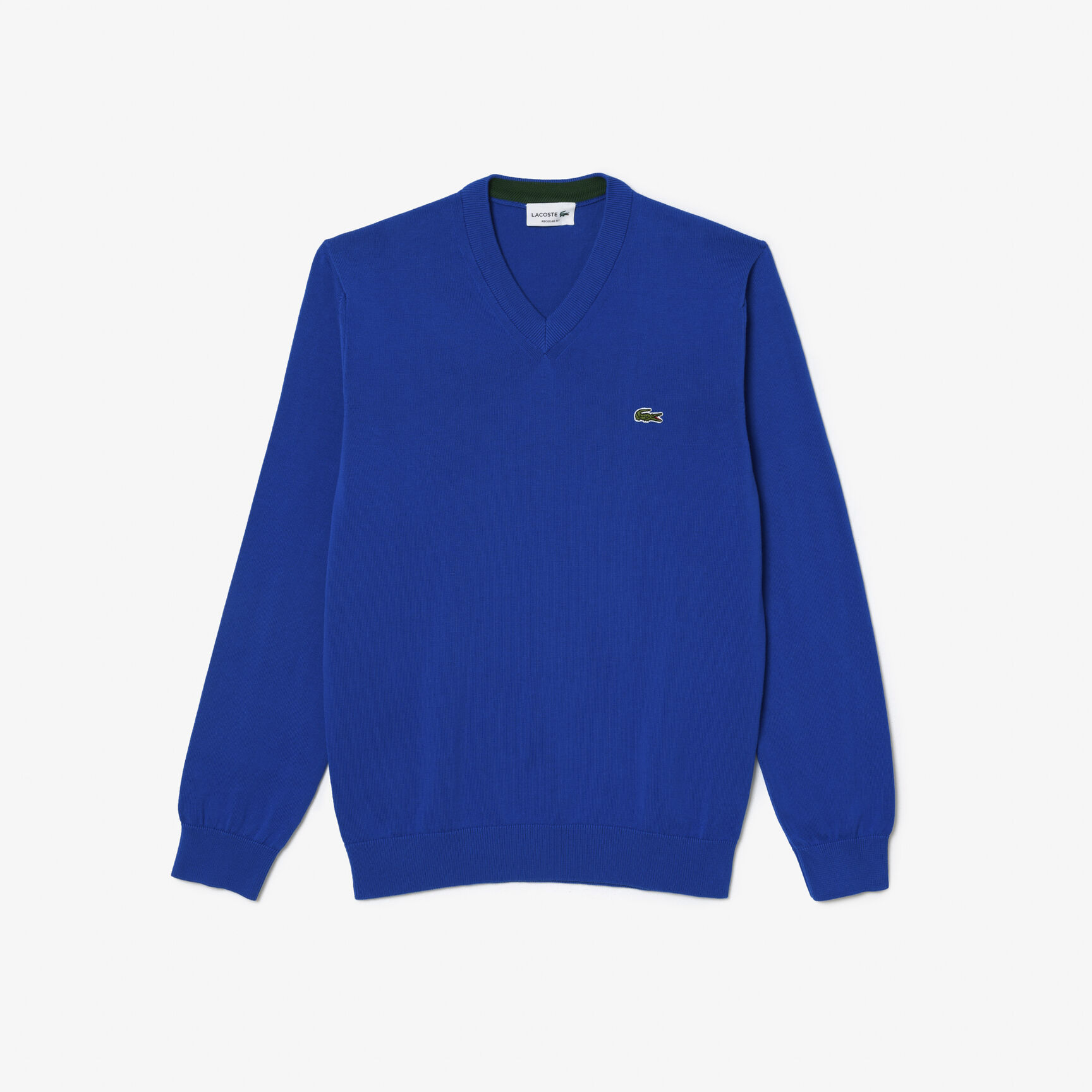 سترة قطنية أحادية اللون بفتحة رقبة على شكل حرف V