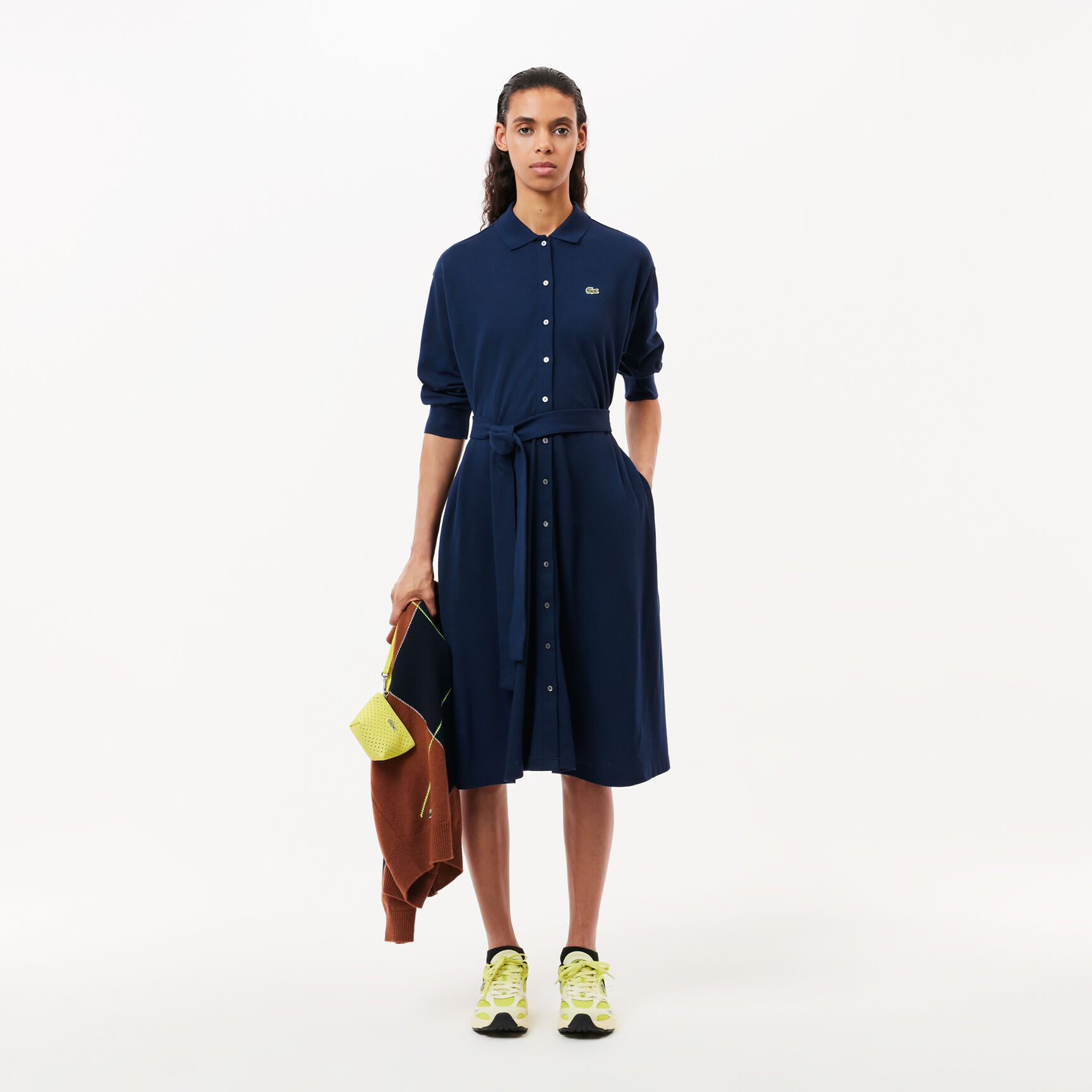 3/4 Sleeve Cotton Pique Polo Dress