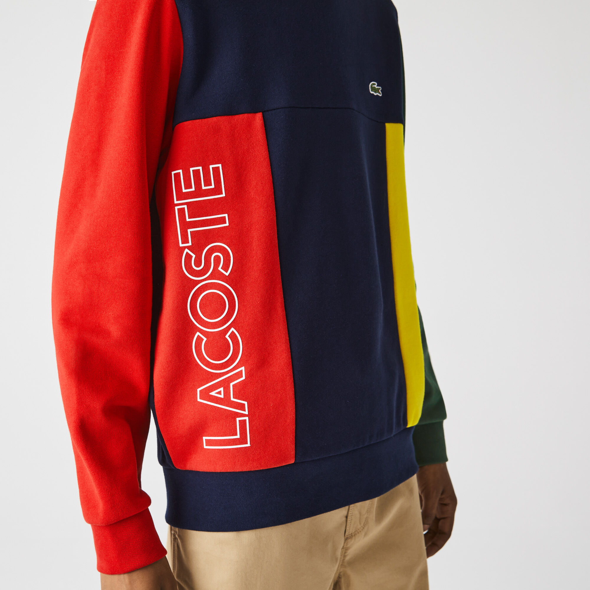 Buy Men s Crew Neck Colour block Cotton Fleece Sweatshirt Lacoste SA