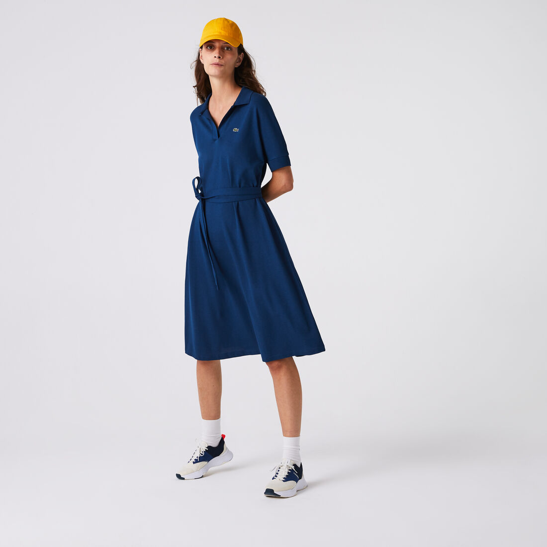 Women's Loose Fit  V-neck Piqu&eacute; Polo Dress