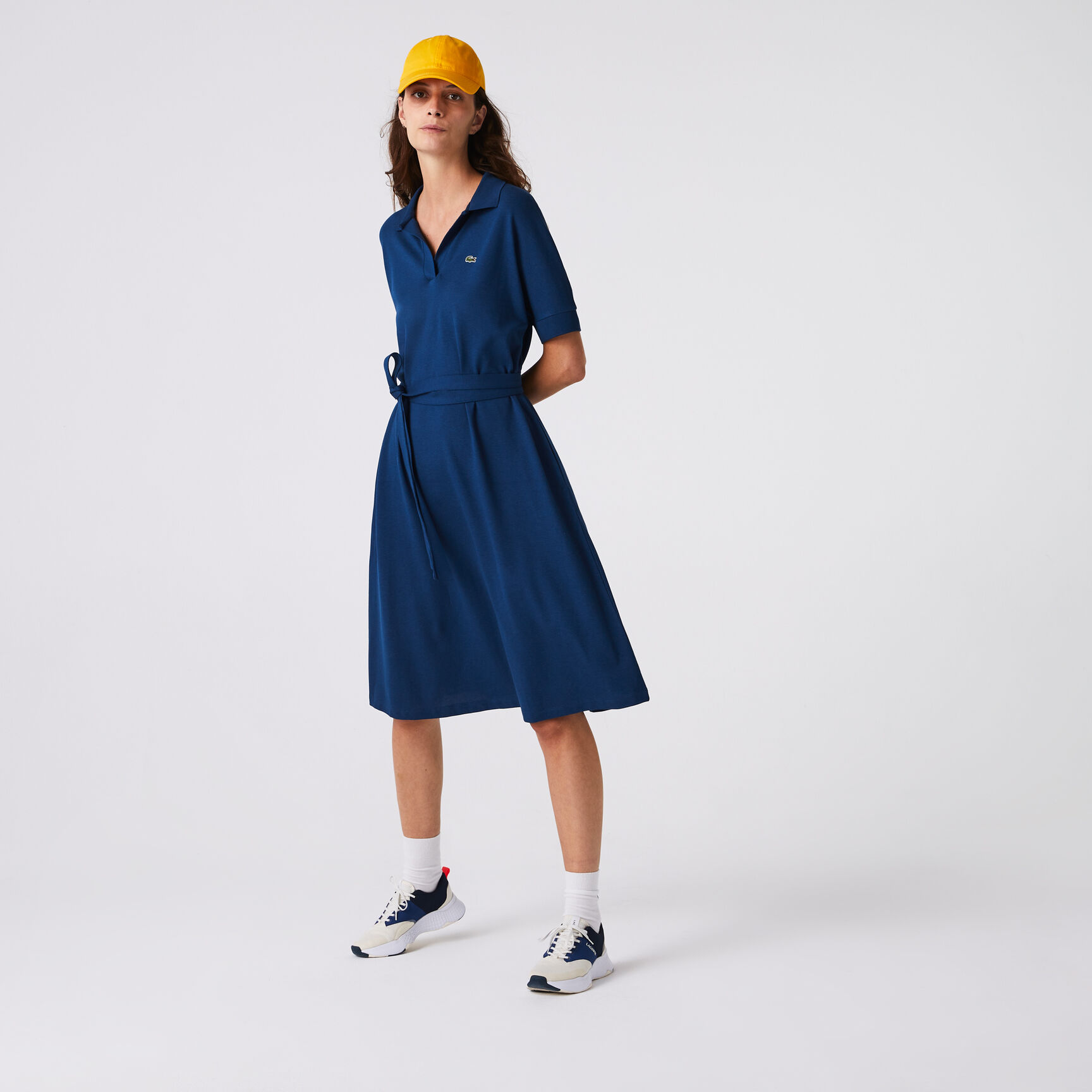 Women's Loose Fit  V-neck Piqu&eacute; Polo Dress