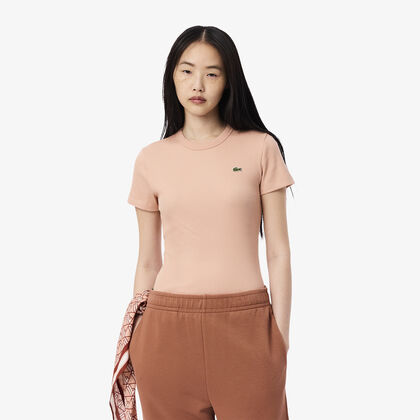 lacoste slim fit ribbed cotton t shirt