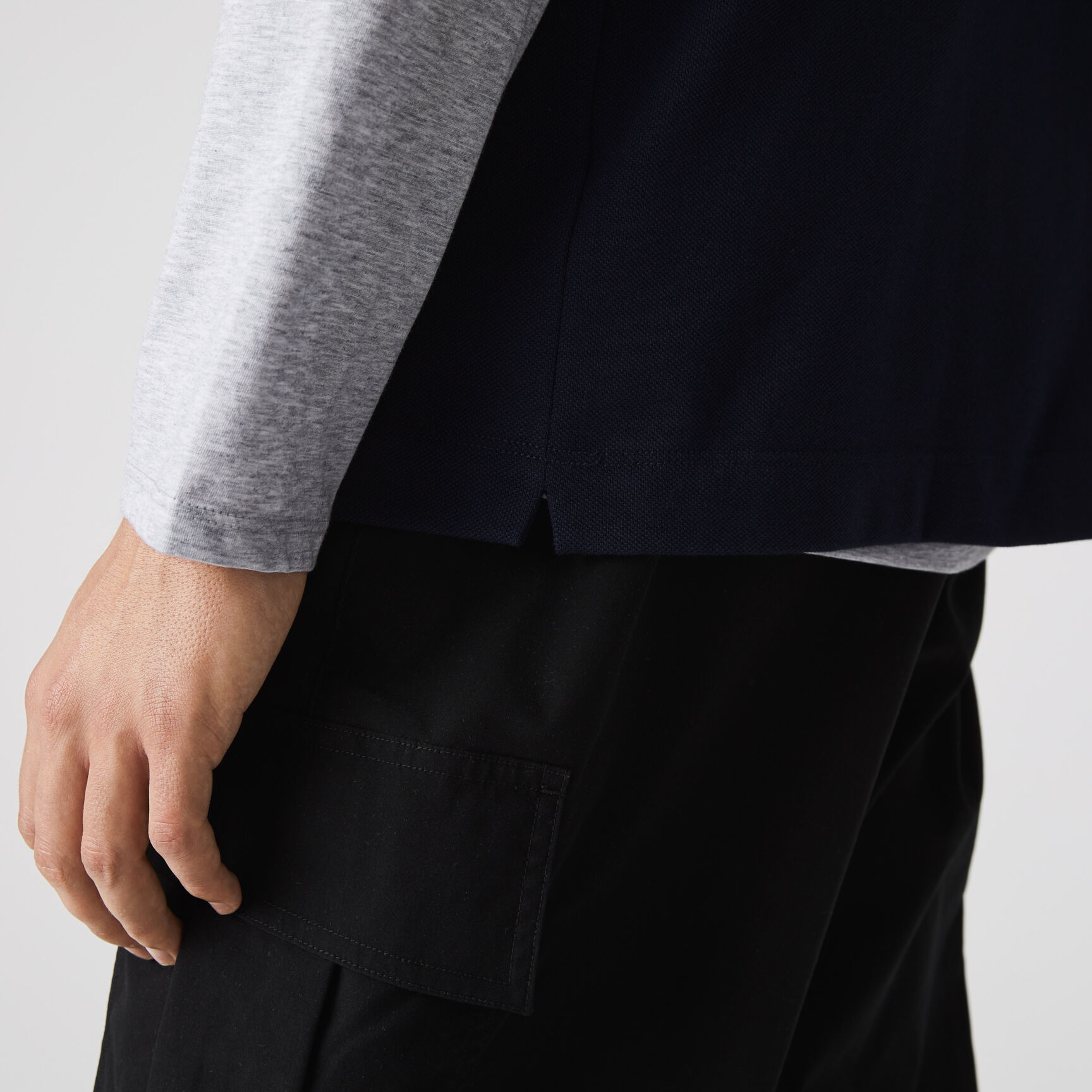 تيشيرت بولو لاكوست قطن بيكيه بخطوط وقصة كلاسيكية للرجال