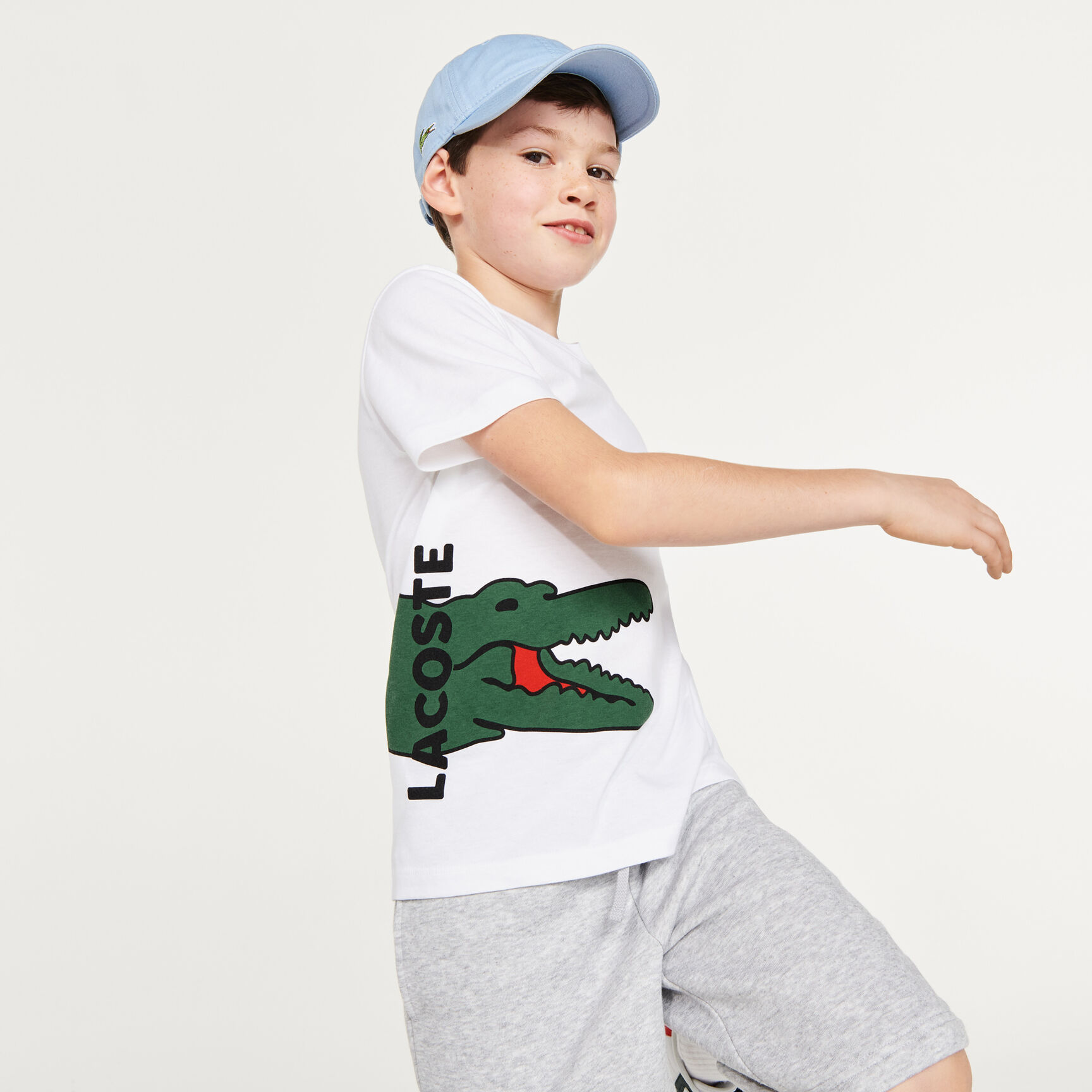 Kids' Crew Neck Printed Crocodile Cotton T-shirt
