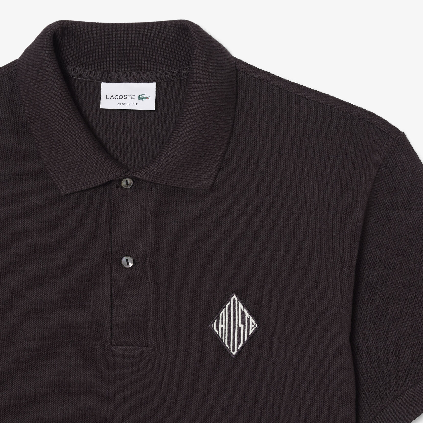 Classic Fit Badge Accent Pique Polo Shirt