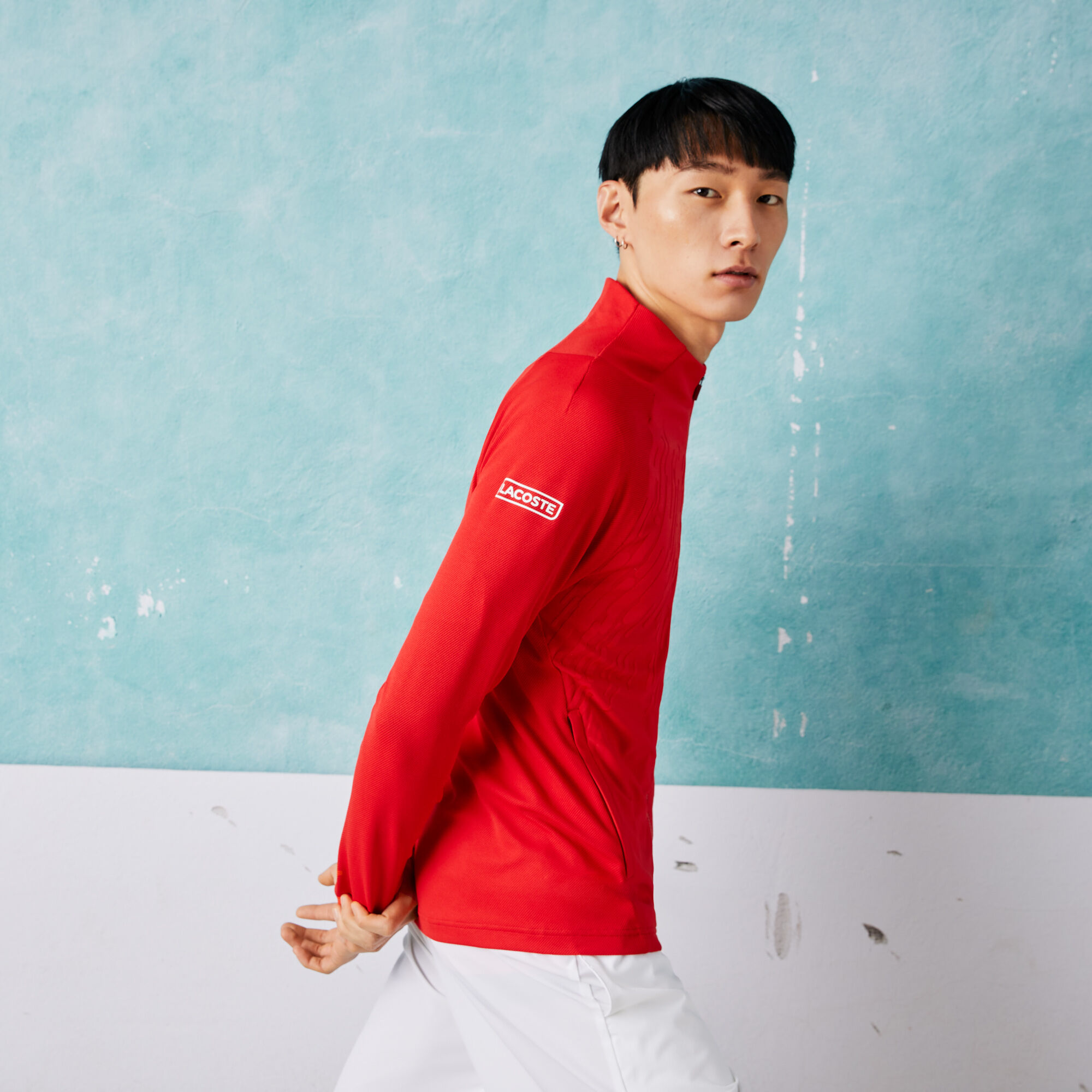 Men's Lacoste SPORT x Novak Djokovic Technical Zip Jacket, Red