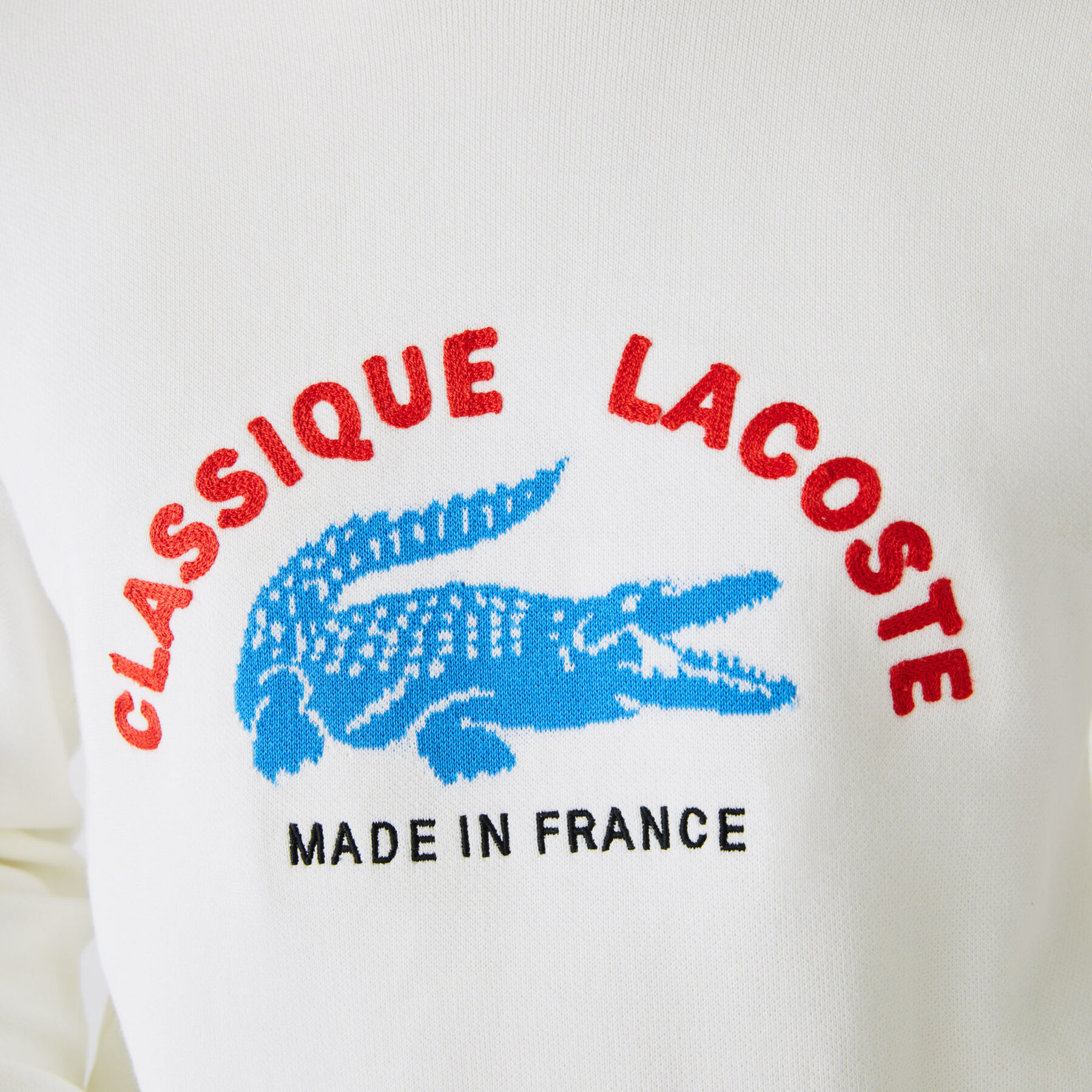 lacoste men s made in france crew neck embroidered stretch cotton sweater