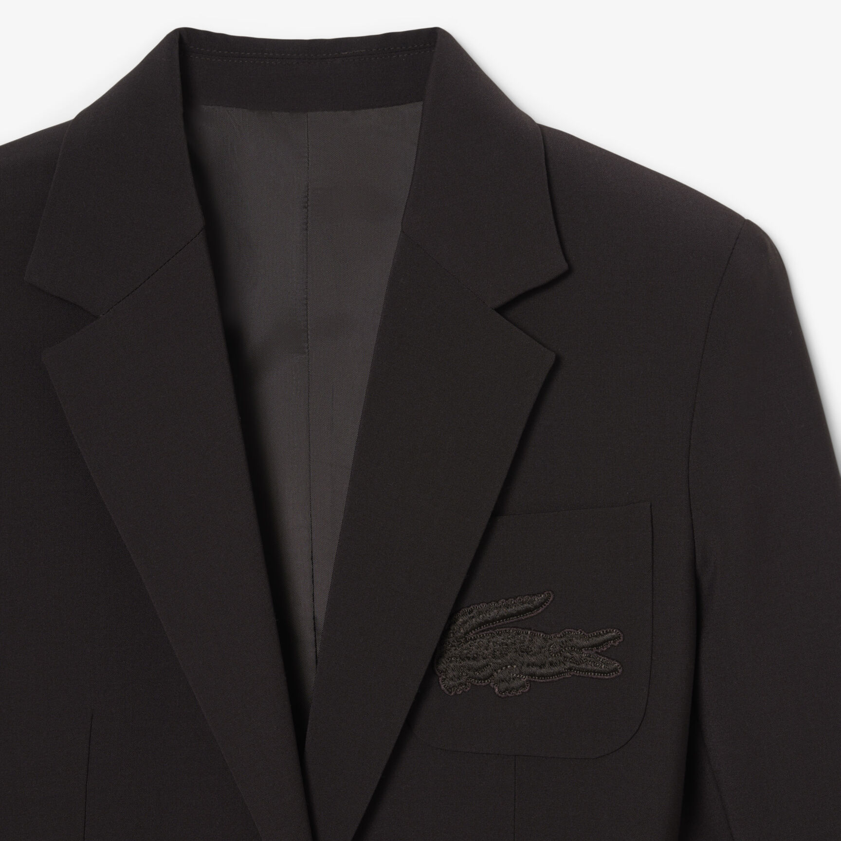 Embroidered Logo Slim Fit Wool Blazer