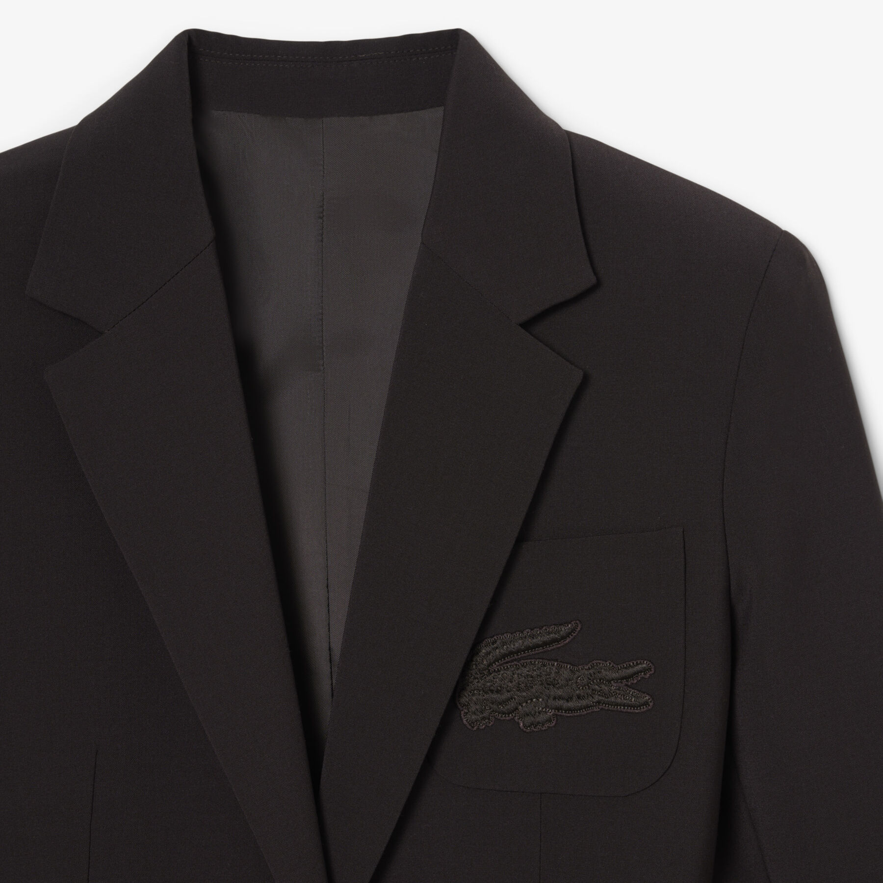 lacoste embroidered logo slim fit wool blazer