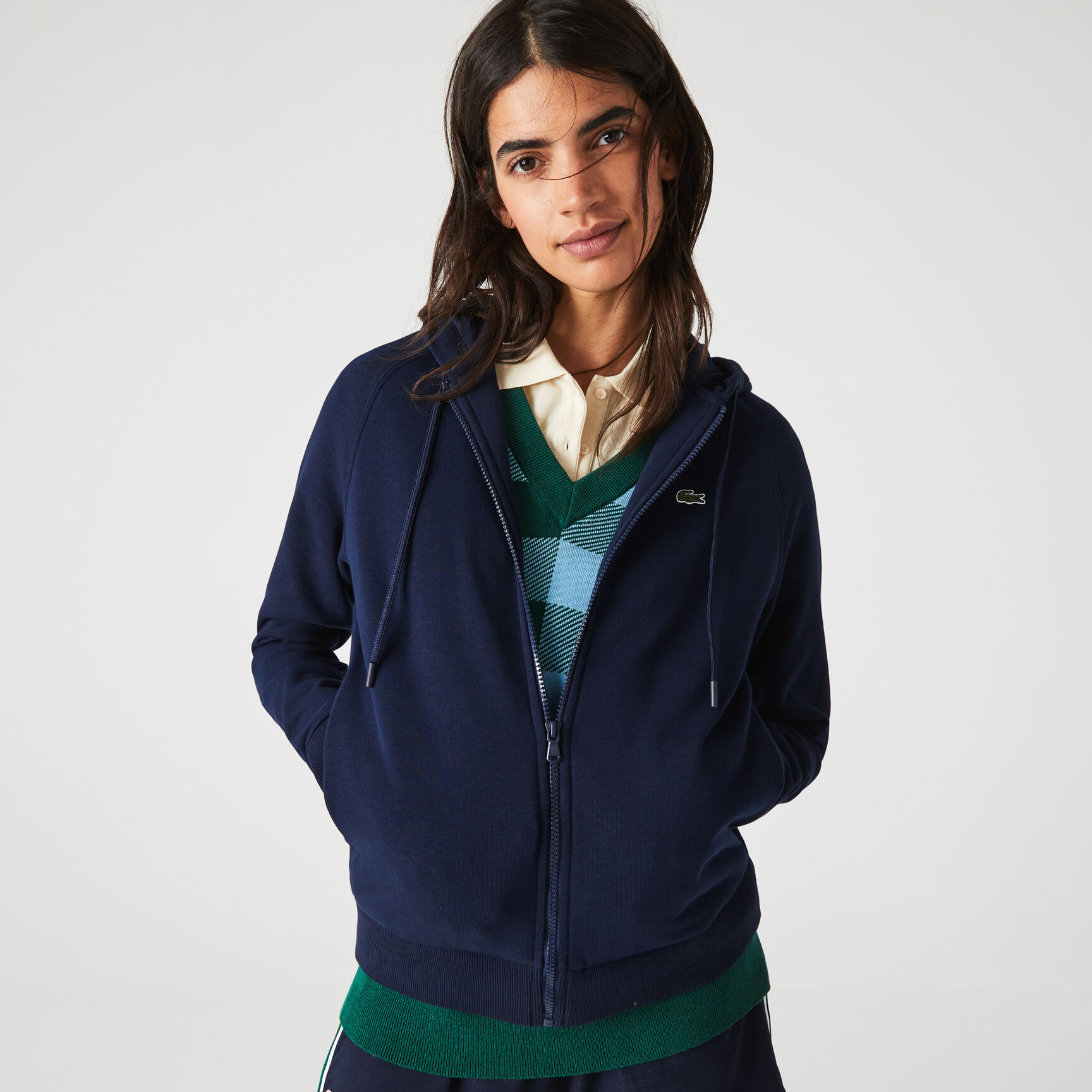 كنزة نسائية بغطاء للرأس مصنوعة من مزيج القطن الصوفي