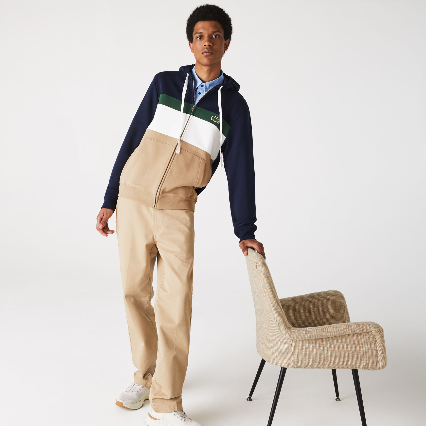 سويت شيرت صوف بسحاب مع غطاء رأس وكتل لونية للرجال سويت شيرت صوف بسحاب مع غطاء رأس وكتل لونية للرجال