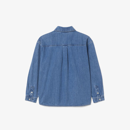 lacoste badge accent denim shirt