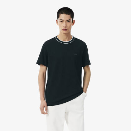lacoste stretch pique stripe collar t shirt