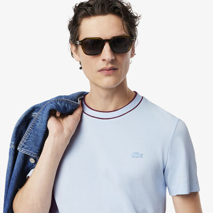 Stretch Pique Stripe Collar T-shirt