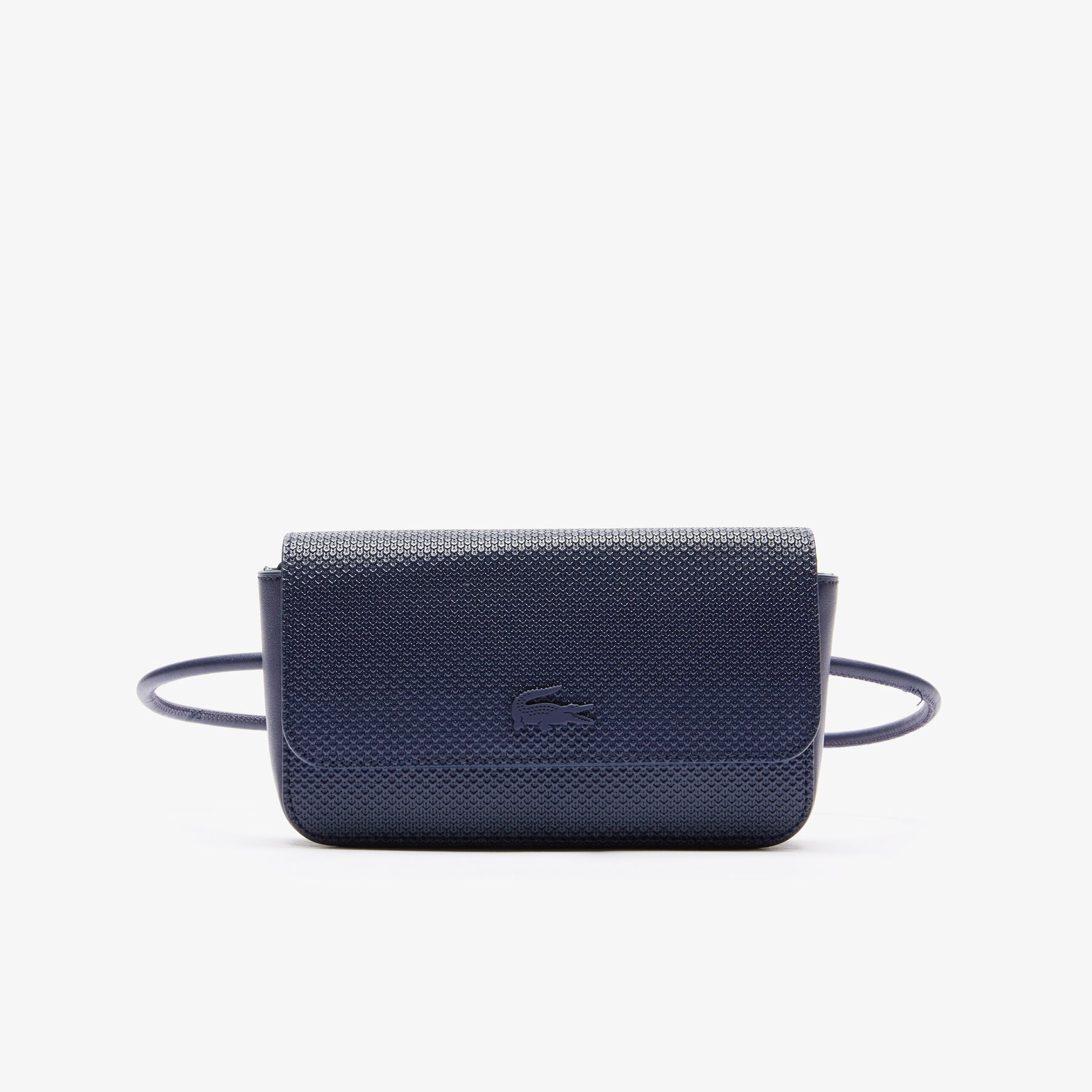 lacoste women s chantaco matte piqu  leather flap belt bag
