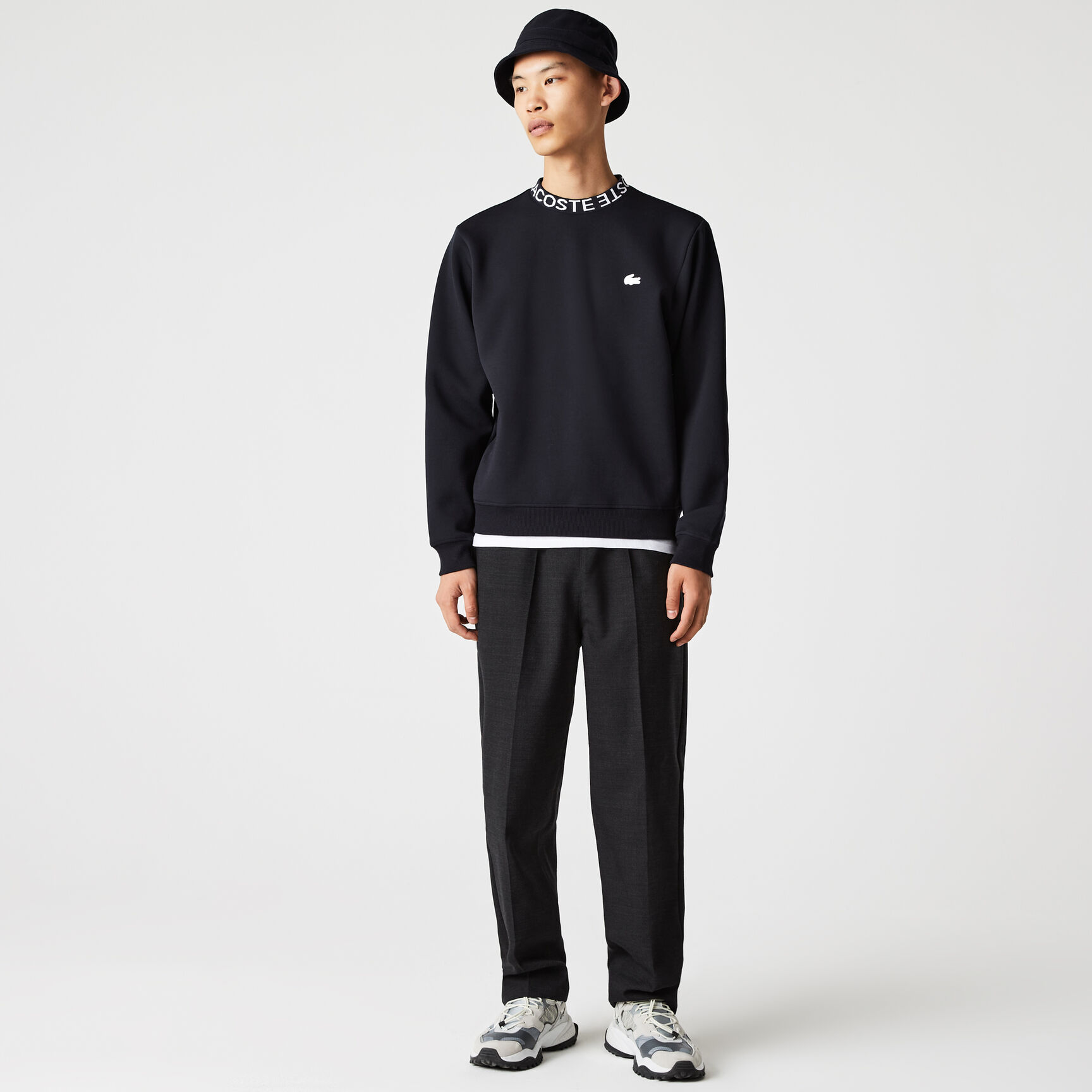 سويت شيرت رجالي Lacoste من مزيج القطن برقبة مستديرة