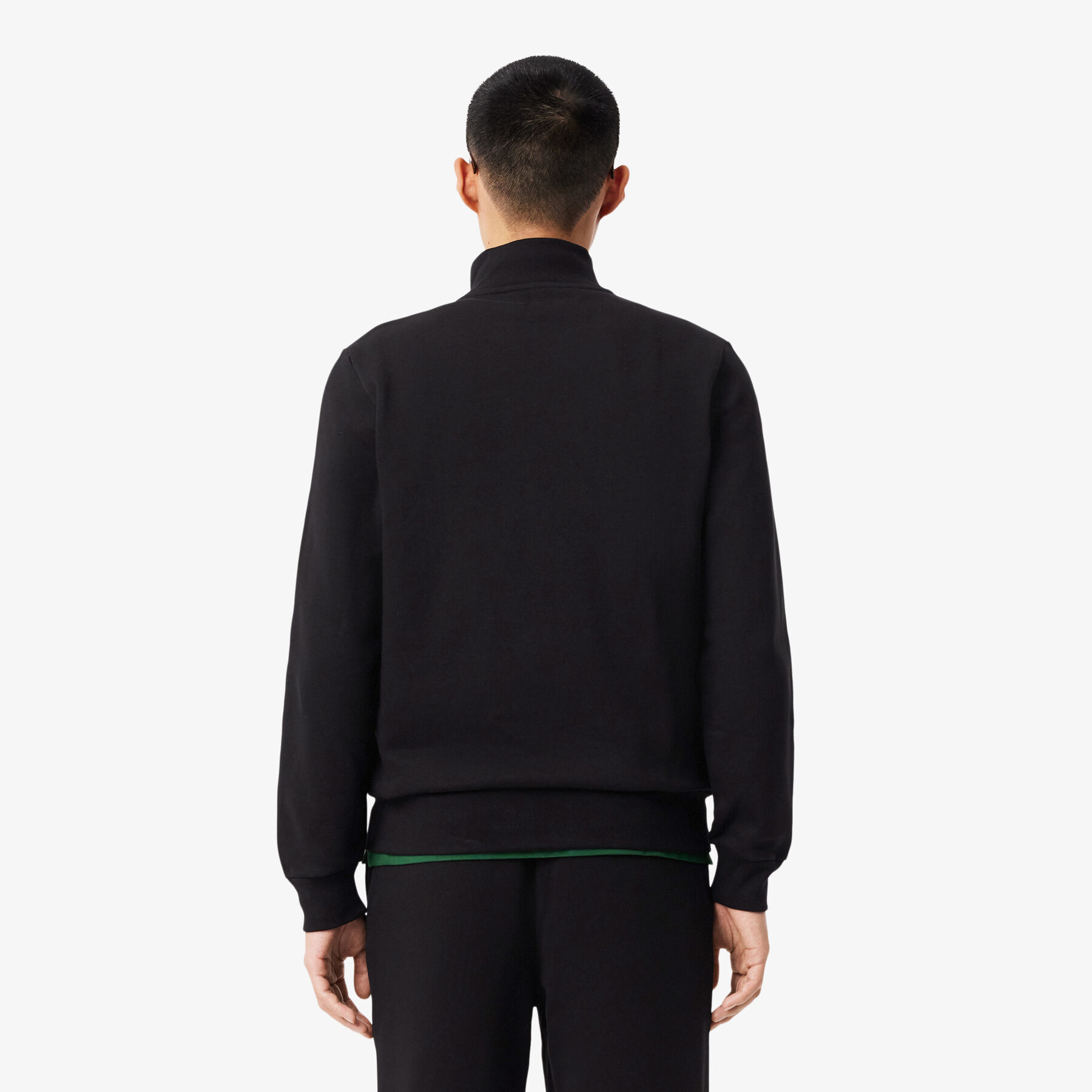 lacoste zip up high neck fleece sweatshirt