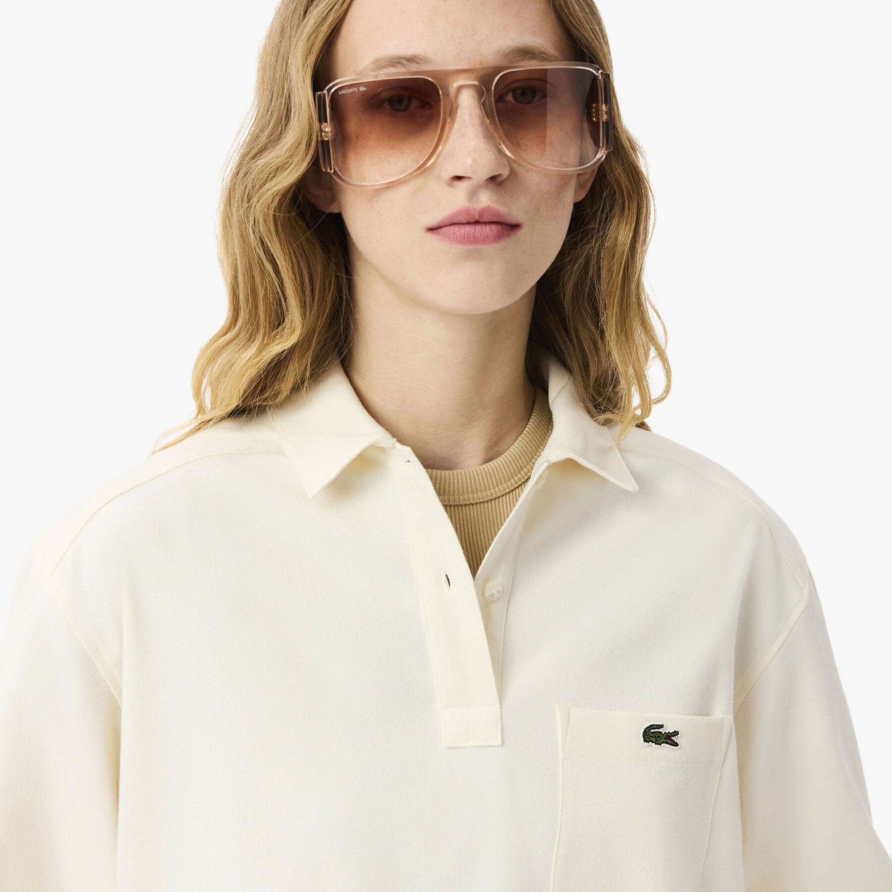 Oversized Polo Style Flannel Shirt lacoste oversized polo style flannel shirt
