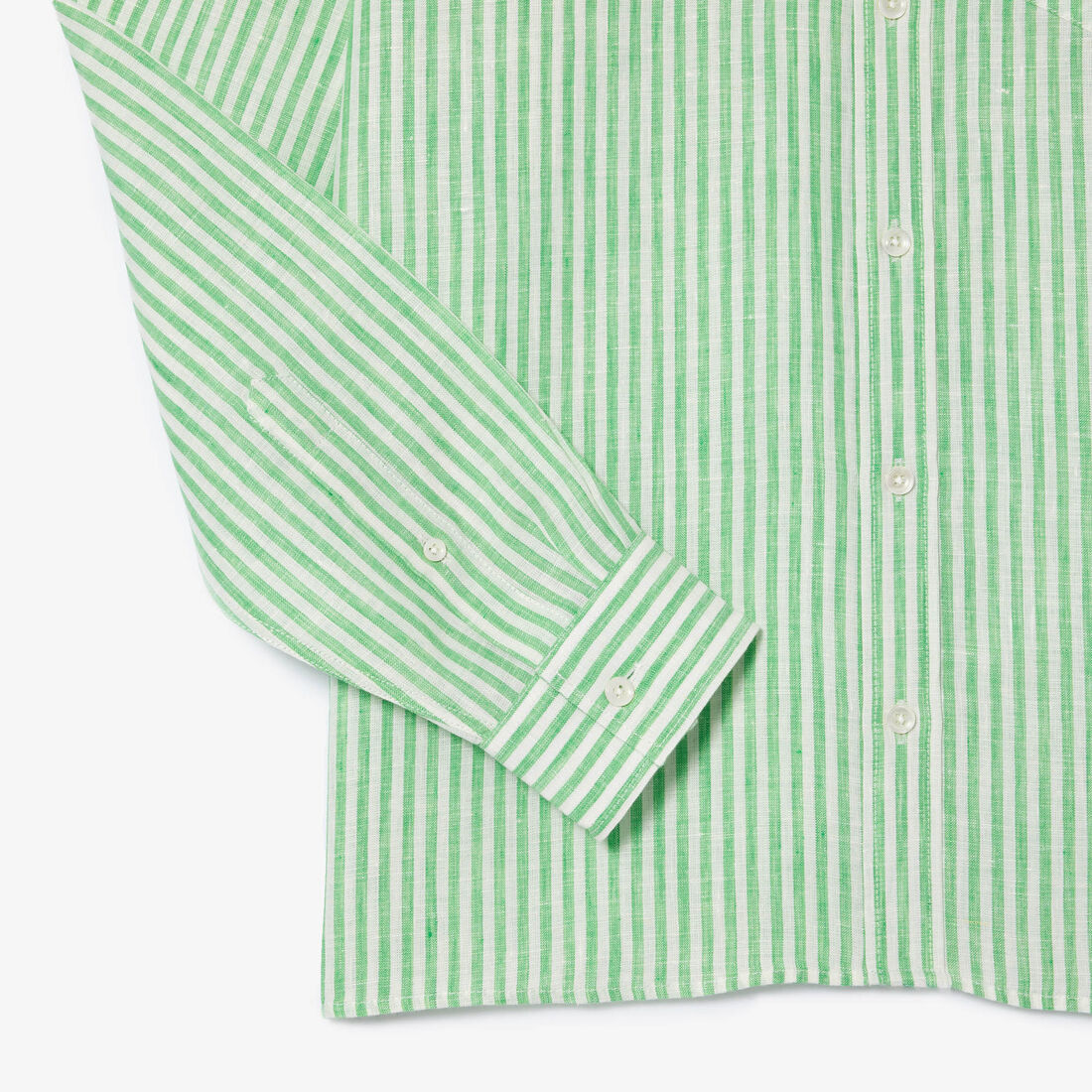 قميص كتان مخطط بقصّة عادية قميص كتان مخطط بقصّة عادية