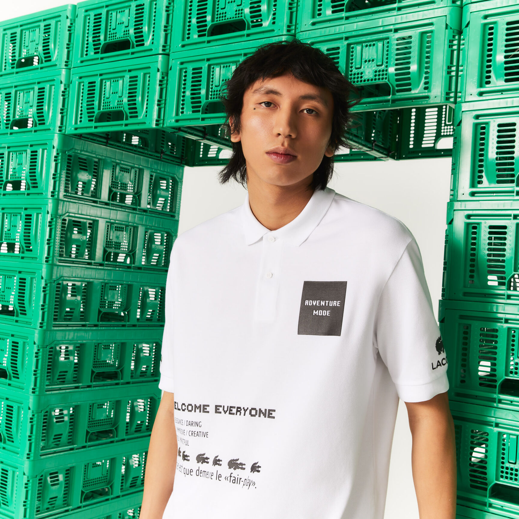 Men's Lacoste L!VE x Minecraft Loose Fit Organic Cotton Polo Shirt Men's Lacoste L!VE x Minecraft Loose Fit Organic Cotton Polo Shirt