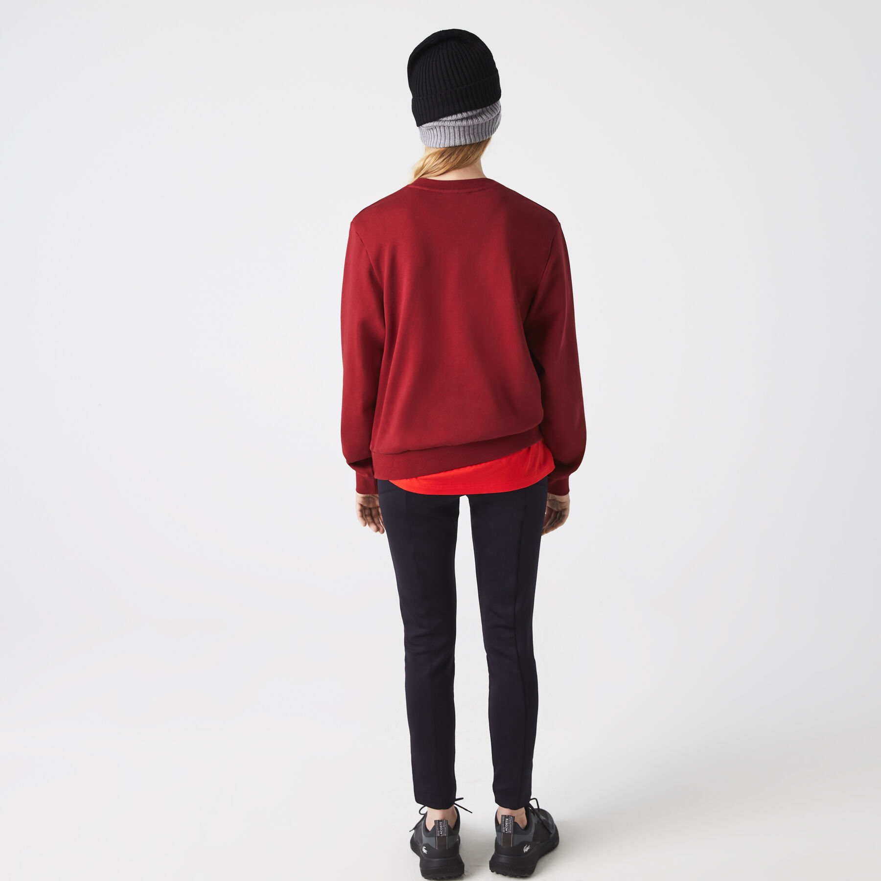 lacoste relaxed fit fleece crew neck sweatshirt