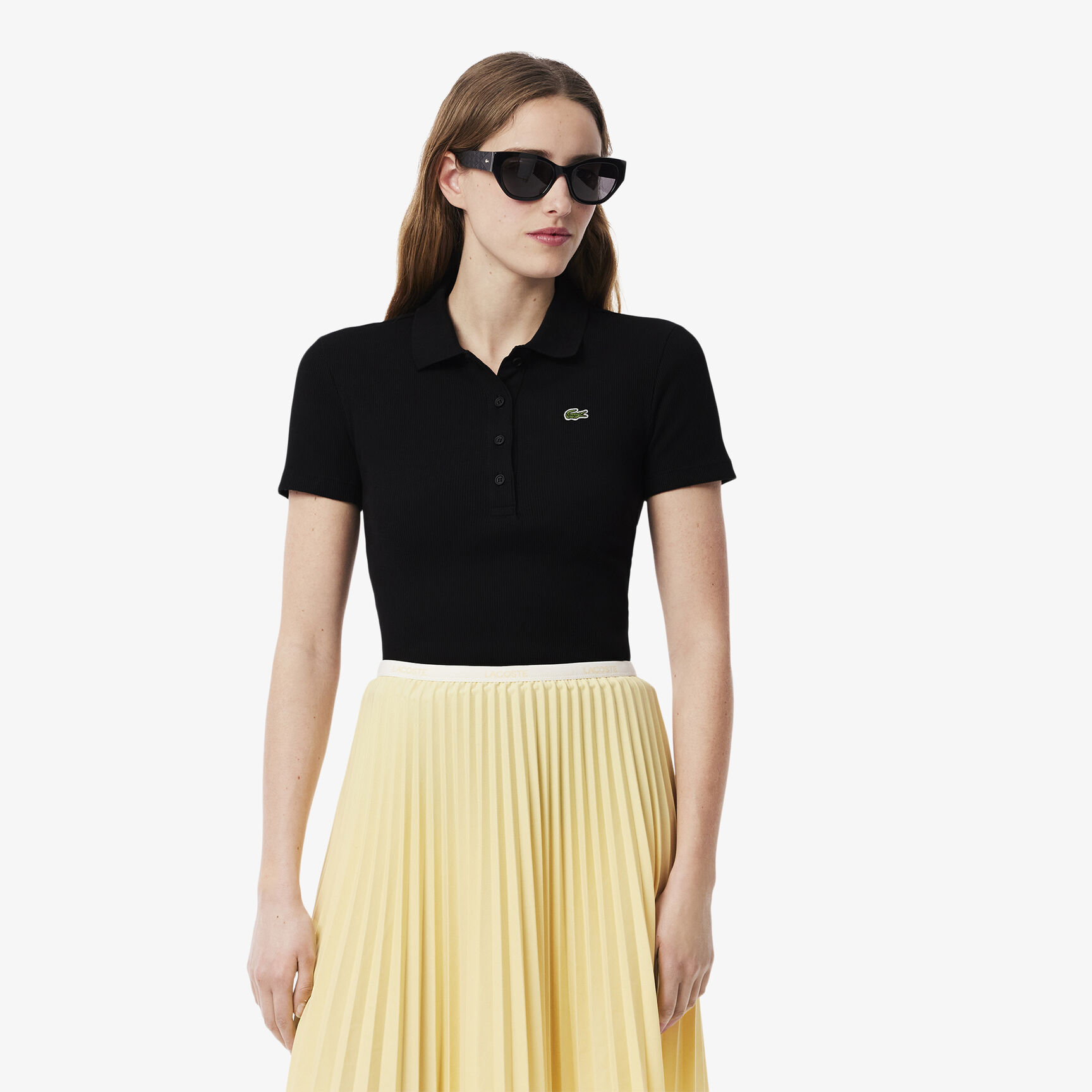 تيشيرت بولو L.12.D بقصة ضيقة من القطن المضلع