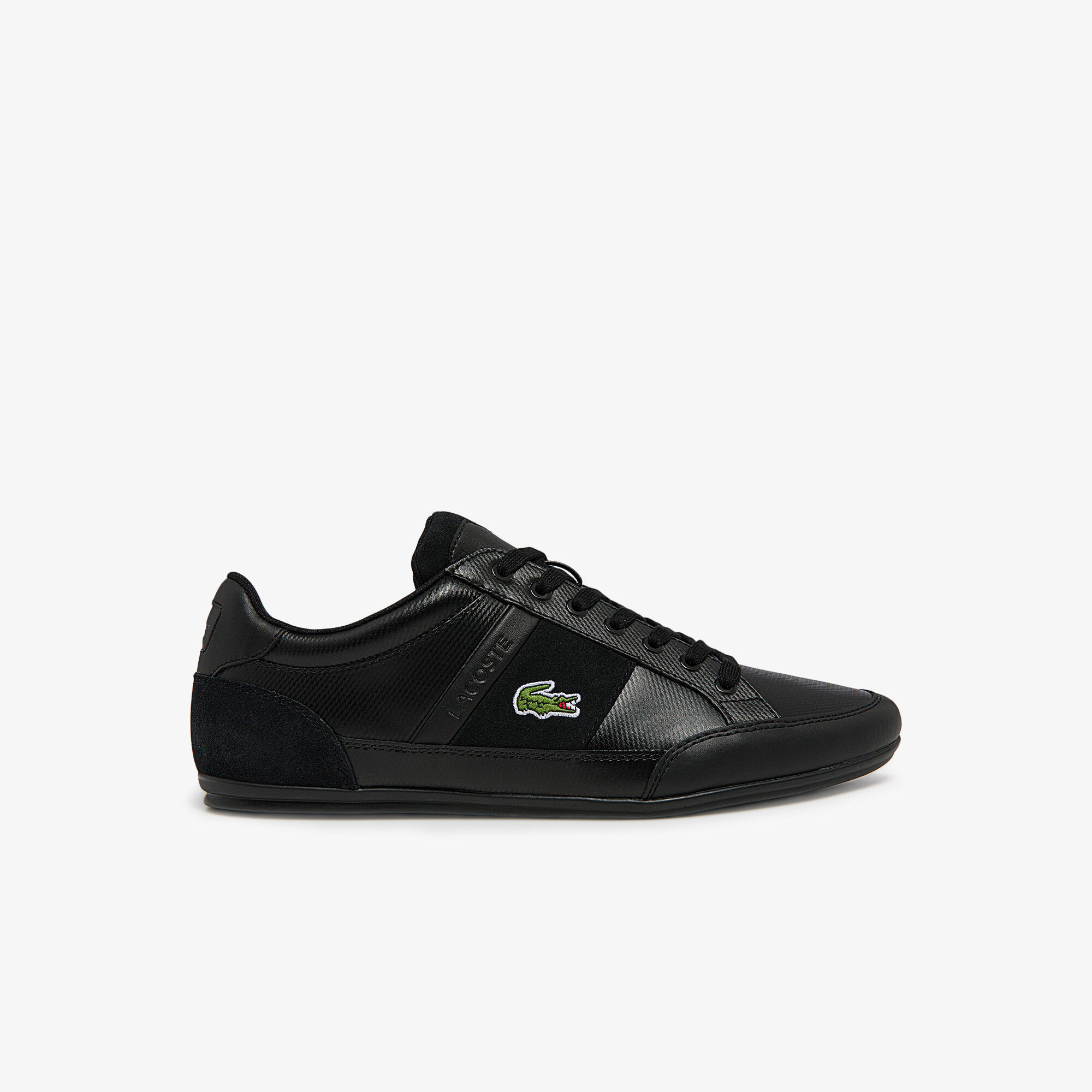 Lacoste black leather trainers hot sale