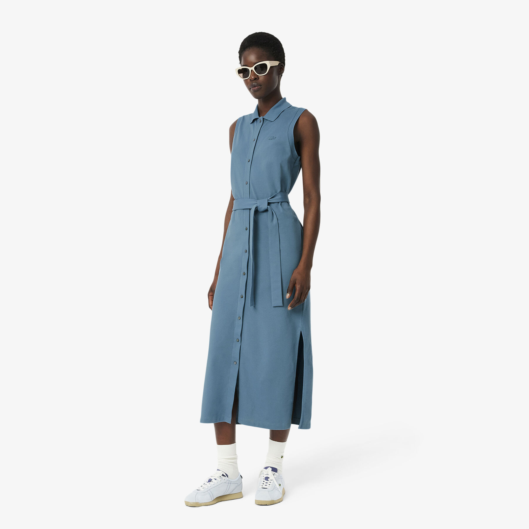 lacoste long stretch mini pique polo dress