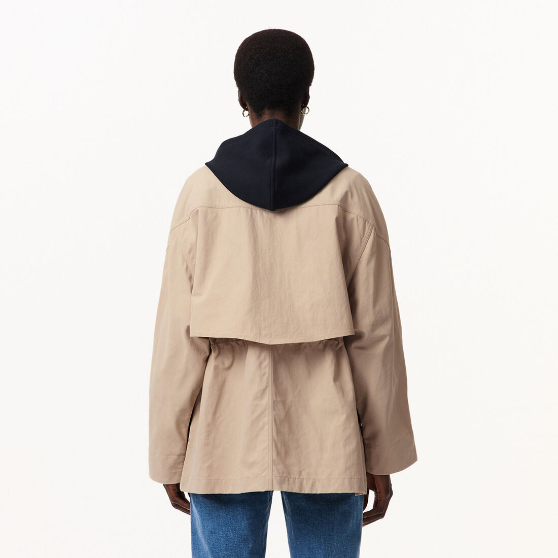 lacoste mid length water repellent oversized parka