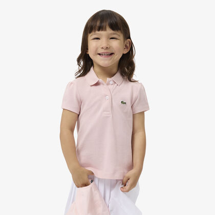Scalloped Collar Pique Polo Shirt