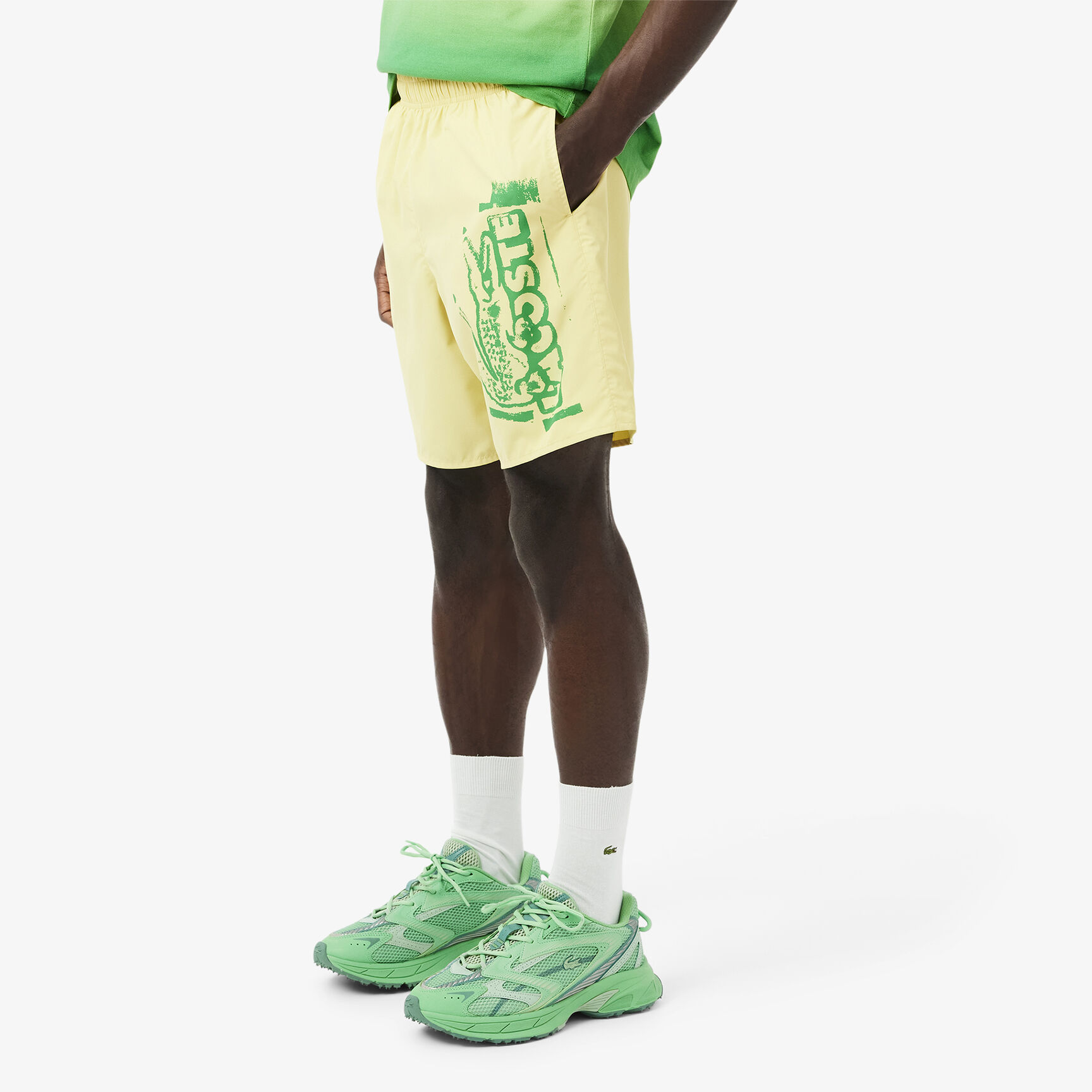 Long Branded Swim Trunks