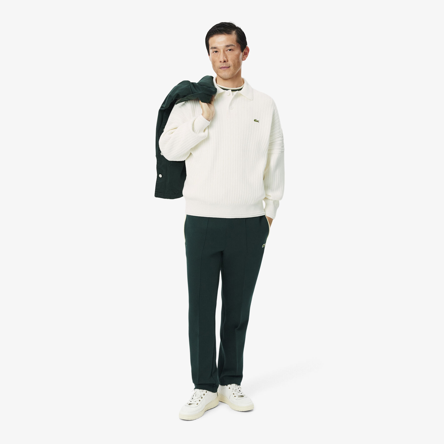 lacoste french made cotton polo collar sweater
