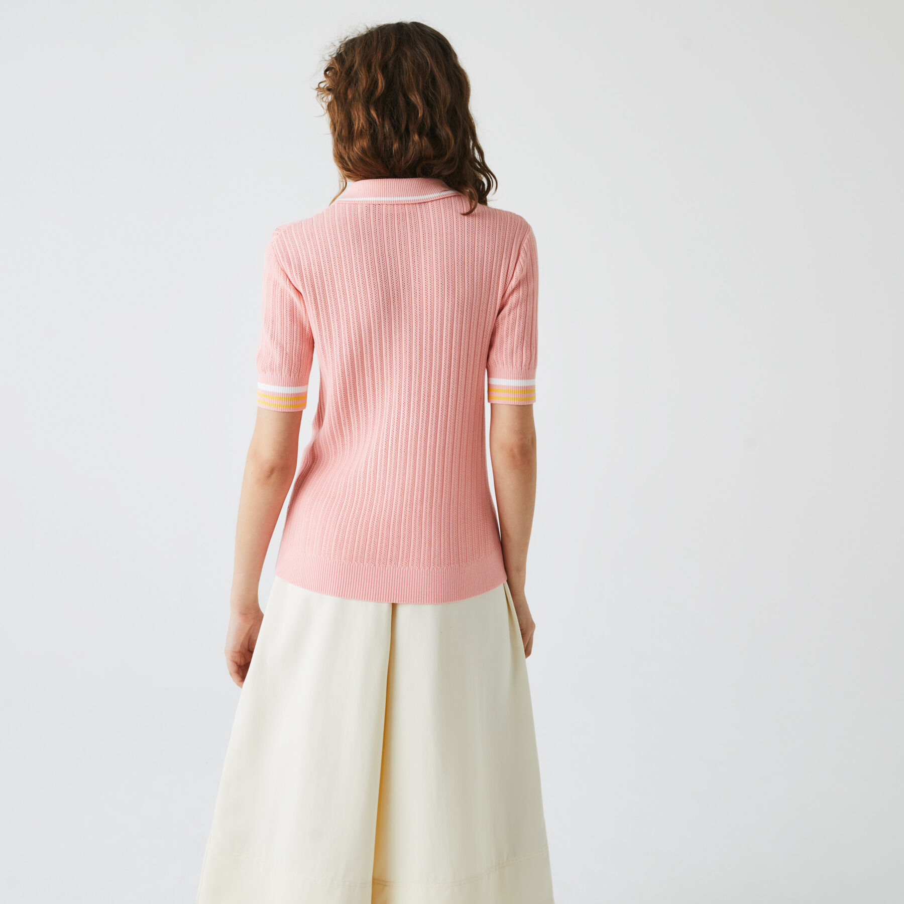 Women’s Lacoste Slim Fit Striped Sleeve Knit Polo Shirt women s lacoste slim fit striped sleeve knit polo shirt