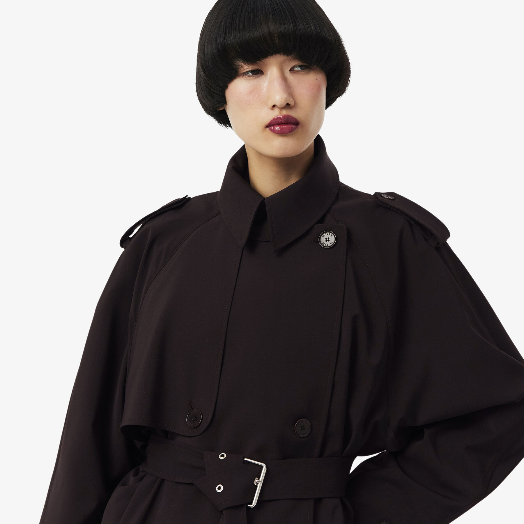 lacoste oversized wool blend trench coat