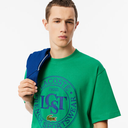 تي شيرت فضفاض من القطن الثقيل المطبوع