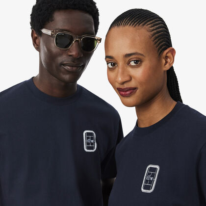lacoste tennis print cotton jersey t shirt