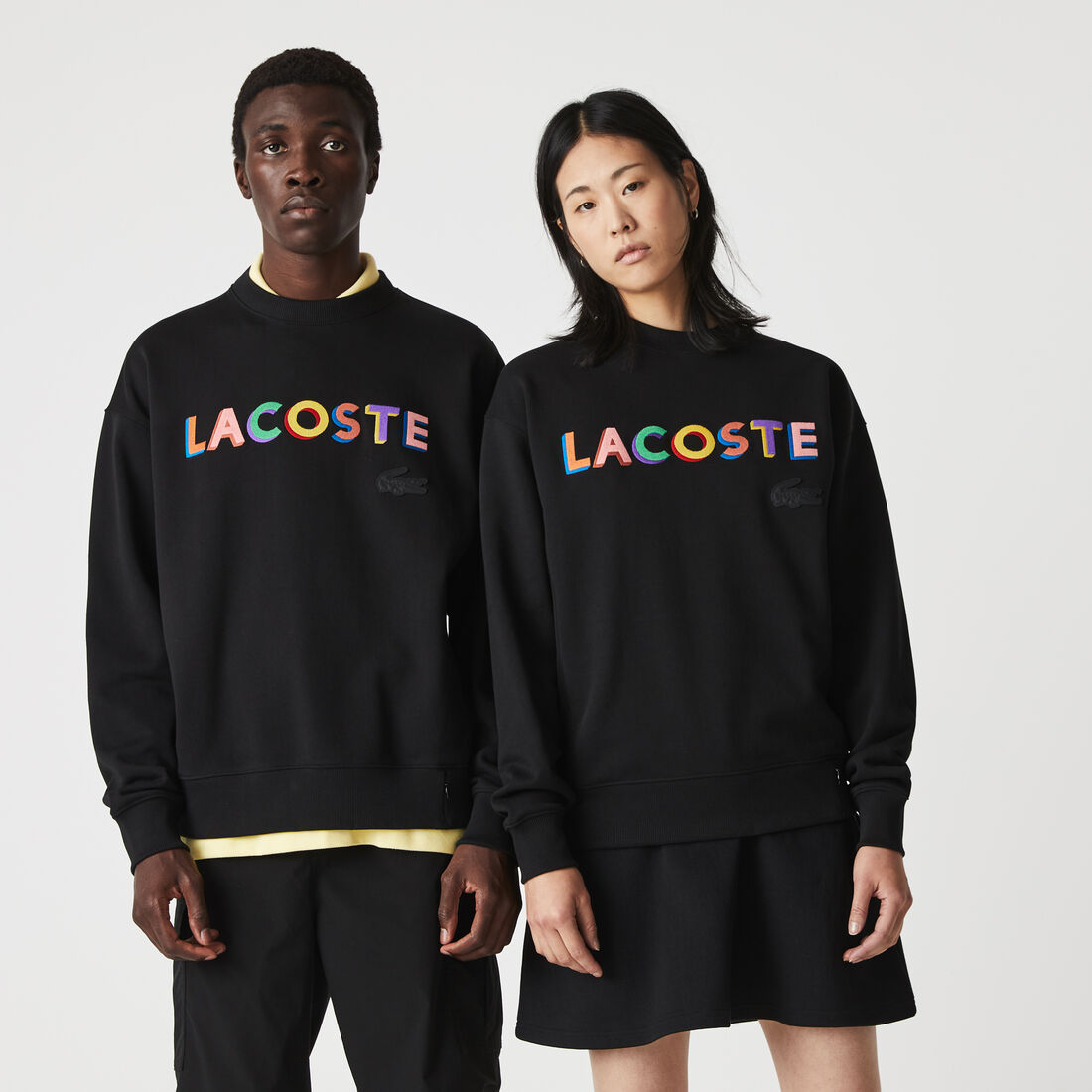 Unisex Lacoste L!VE Loose Fit Embroidered Fleece Sweatshirt